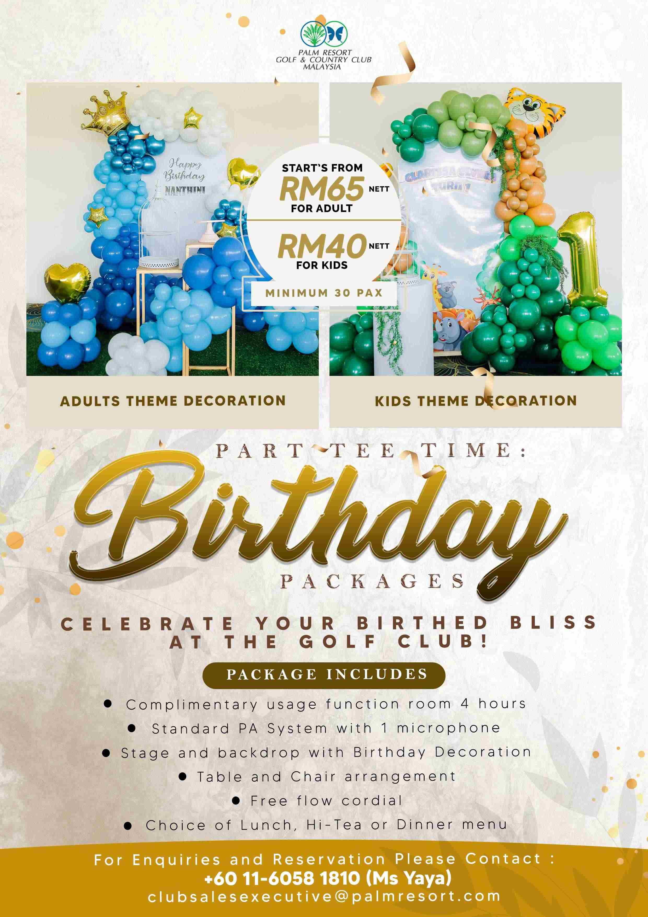 part tee time birthday packages